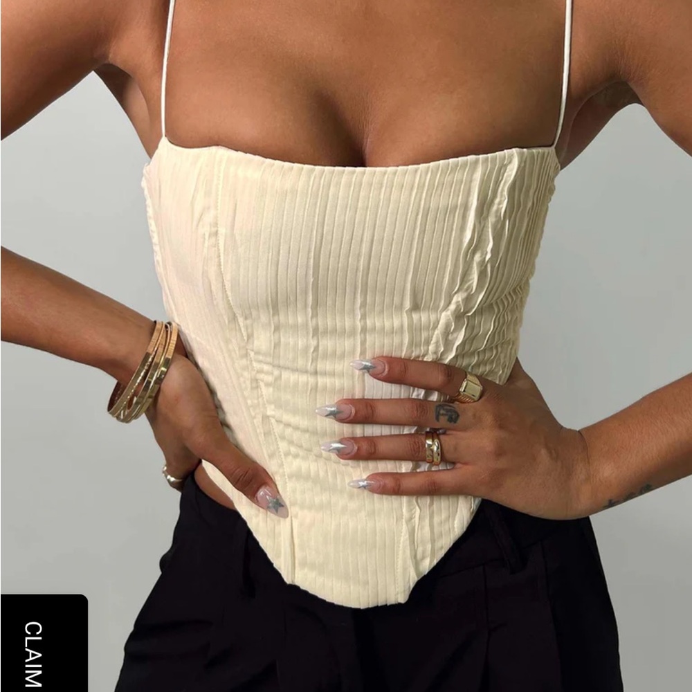 Princess polly DAINTREE PLISSE CORSET BEIGE like new!!